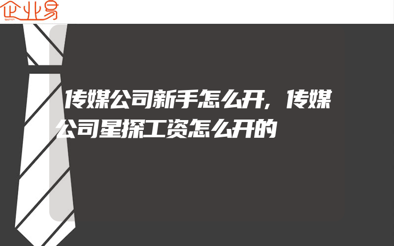 传媒公司新手怎么开,传媒公司星探工资怎么开的