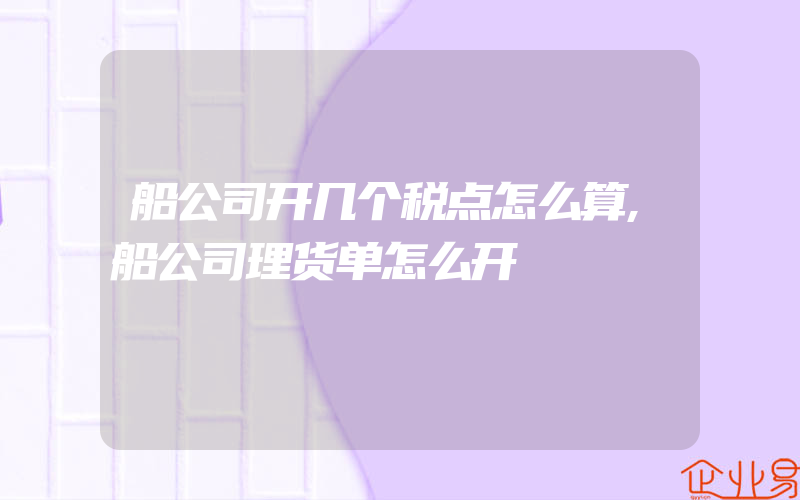 船公司开几个税点怎么算,船公司理货单怎么开