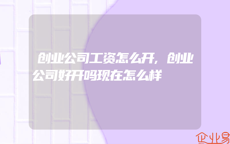 创业公司工资怎么开,创业公司好开吗现在怎么样