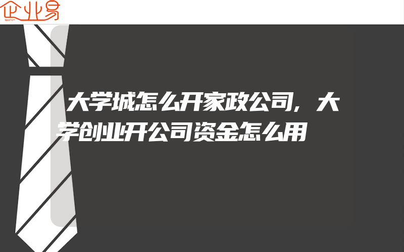 大学城怎么开家政公司,大学创业开公司资金怎么用