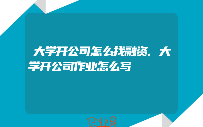 大学开公司怎么找融资,大学开公司作业怎么写