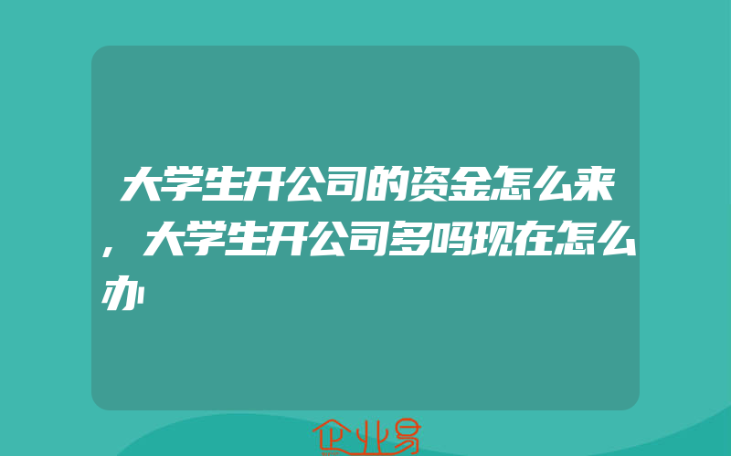 大学生开公司的资金怎么来,大学生开公司多吗现在怎么办