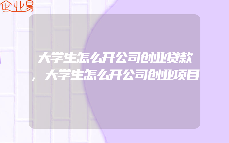 大学生怎么开公司创业贷款,大学生怎么开公司创业项目