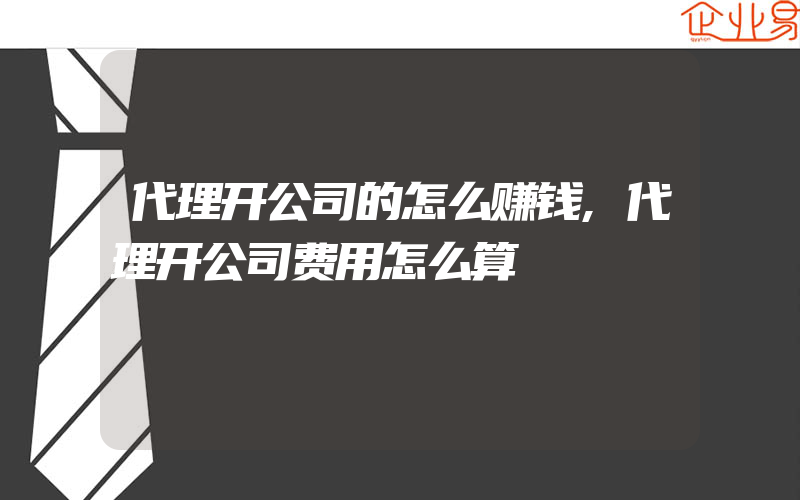 代理开公司的怎么赚钱,代理开公司费用怎么算