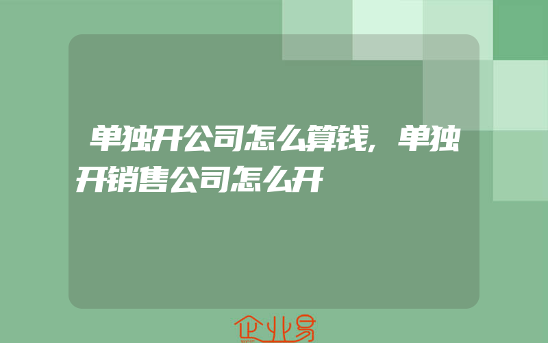 单独开公司怎么算钱,单独开销售公司怎么开