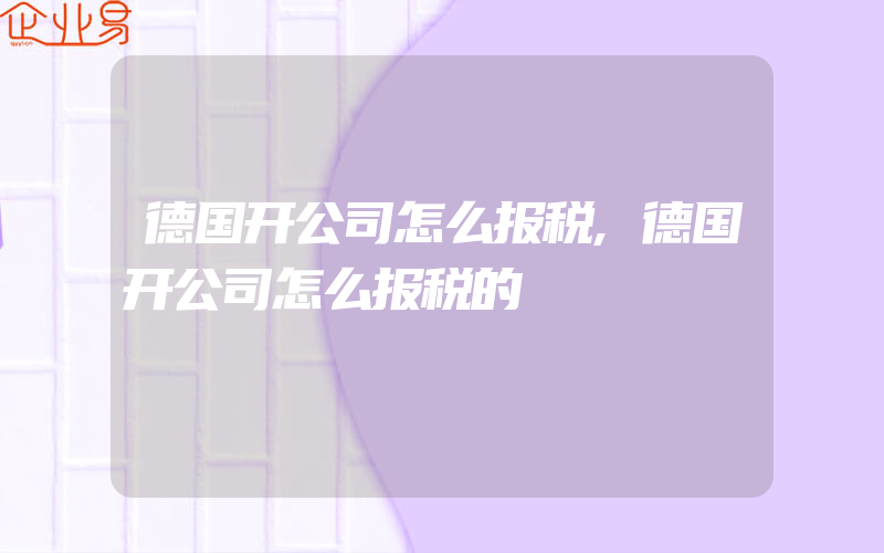 德国开公司怎么报税,德国开公司怎么报税的