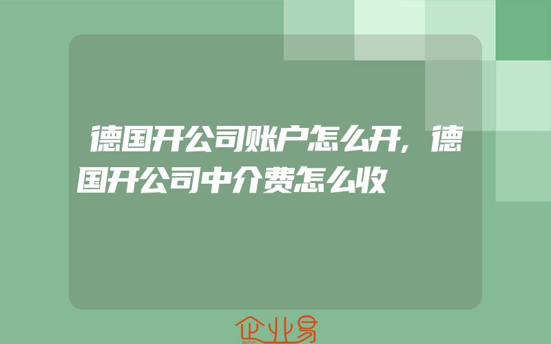 德国开公司账户怎么开,德国开公司中介费怎么收