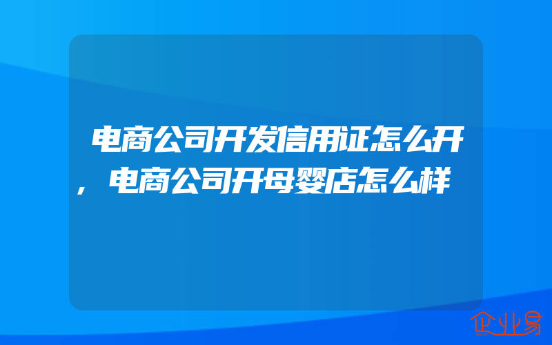 电商公司开发信用证怎么开,电商公司开母婴店怎么样