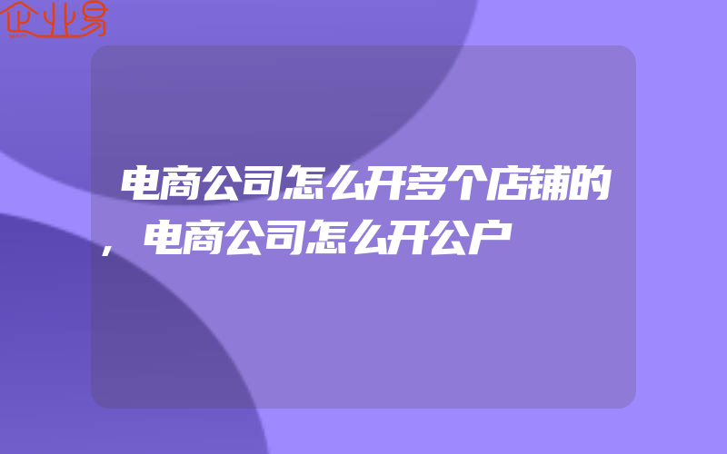 电商公司怎么开多个店铺的,电商公司怎么开公户