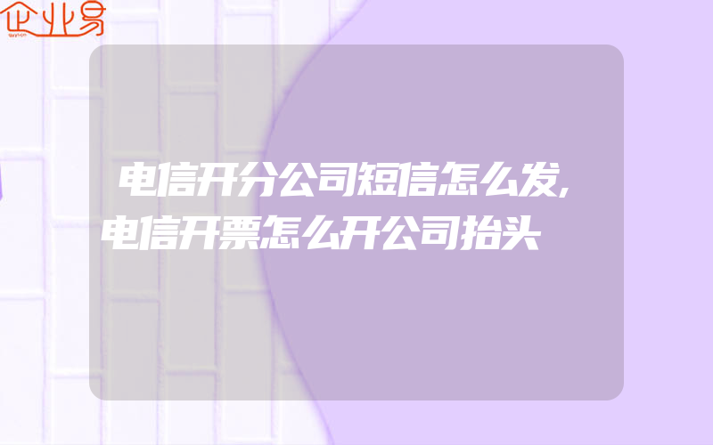 电信开分公司短信怎么发,电信开票怎么开公司抬头