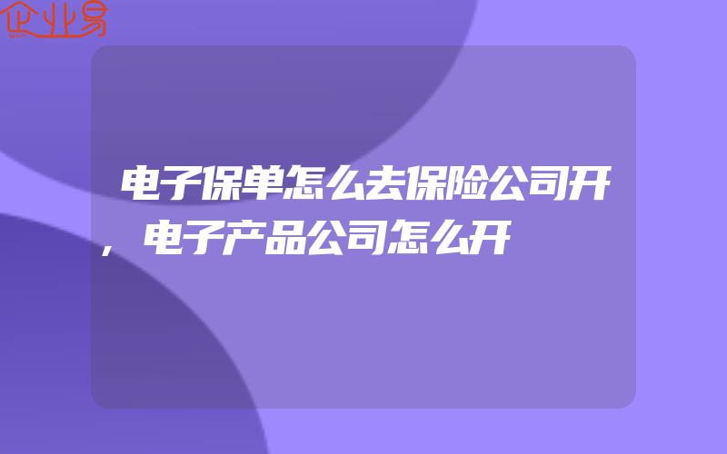 电子保单怎么去保险公司开,电子产品公司怎么开