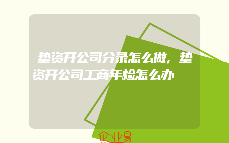 垫资开公司分录怎么做,垫资开公司工商年检怎么办