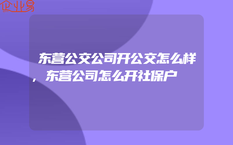 东营公交公司开公交怎么样,东营公司怎么开社保户