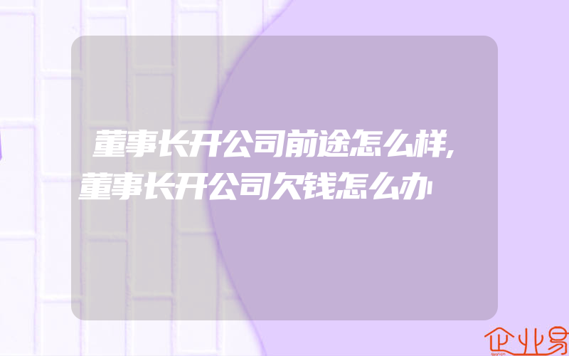 董事长开公司前途怎么样,董事长开公司欠钱怎么办