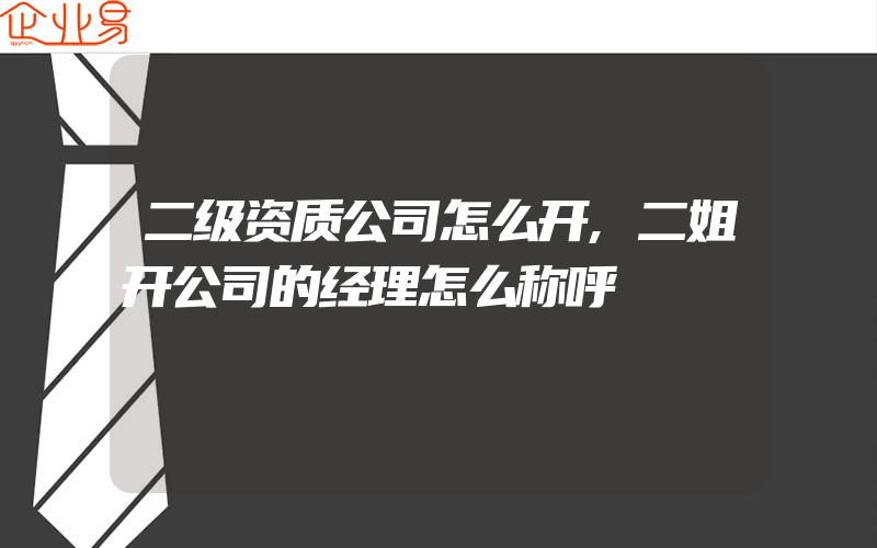 二级资质公司怎么开,二姐开公司的经理怎么称呼