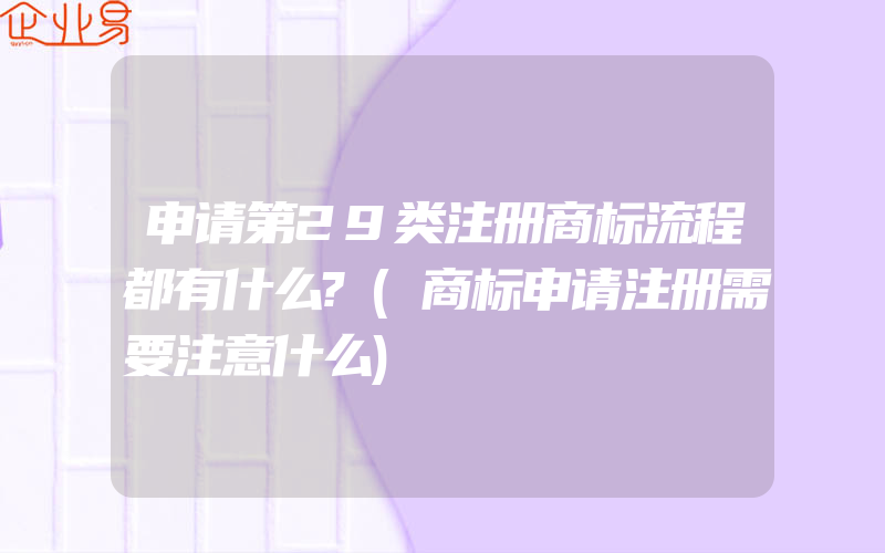 申请第29类注册商标流程都有什么?(商标申请注册需要注意什么)