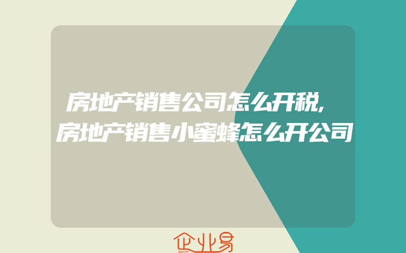 房地产销售公司怎么开税,房地产销售小蜜蜂怎么开公司