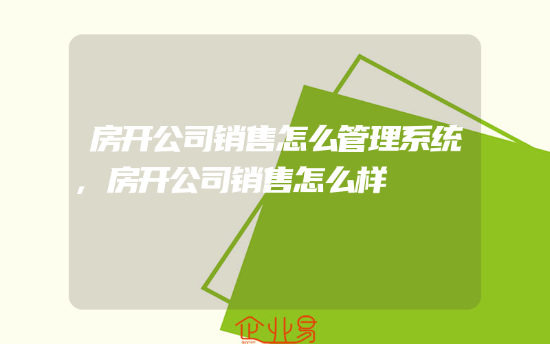 房开公司销售怎么管理系统,房开公司销售怎么样