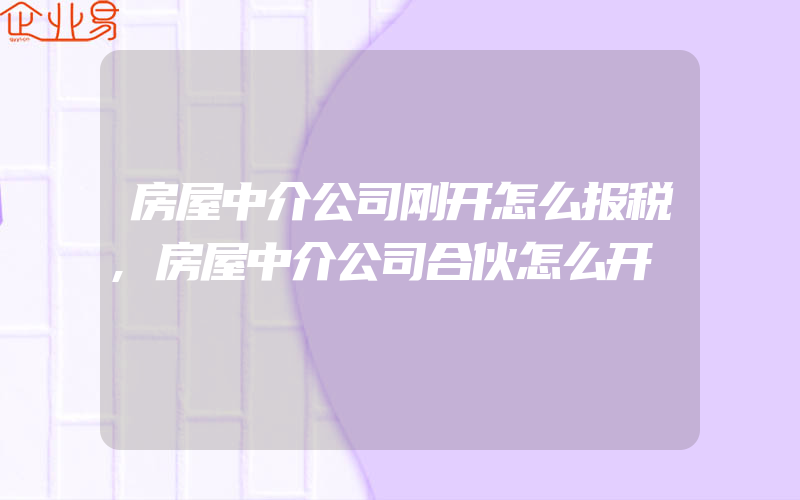 房屋中介公司刚开怎么报税,房屋中介公司合伙怎么开