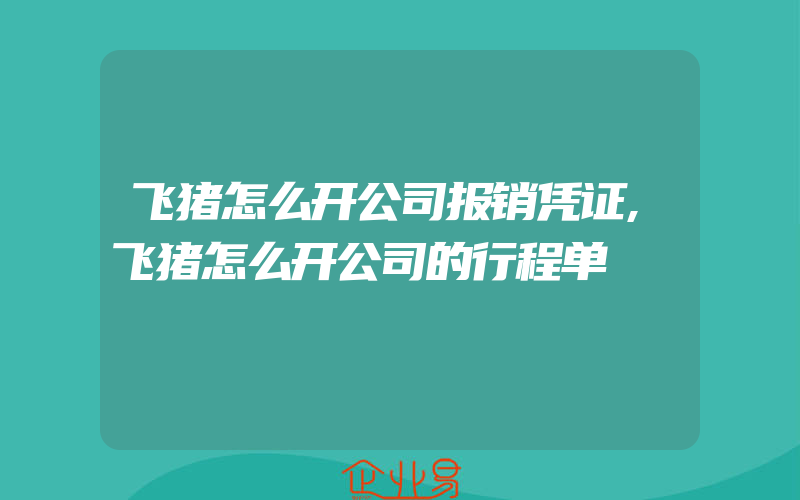 飞猪怎么开公司报销凭证,飞猪怎么开公司的行程单