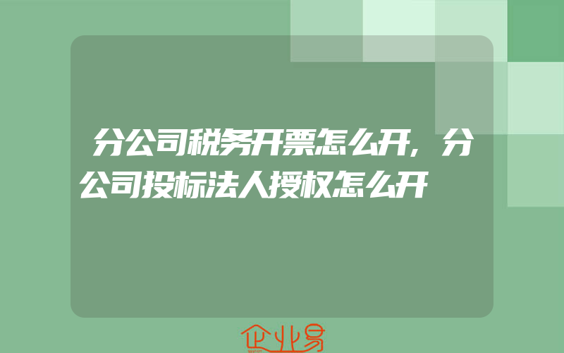 分公司税务开票怎么开,分公司投标法人授权怎么开