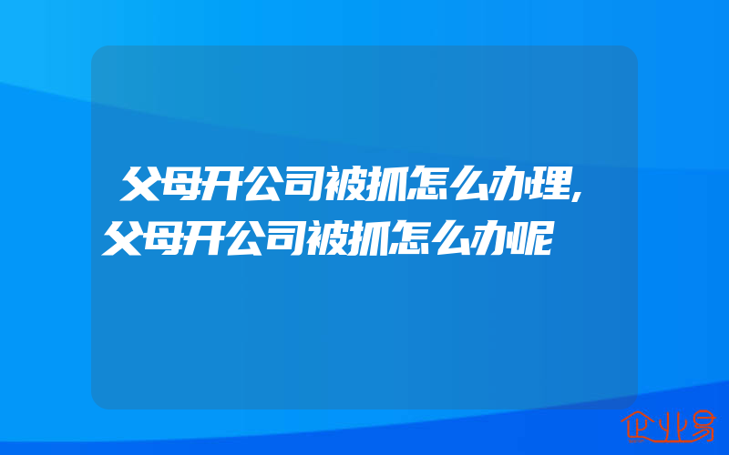 父母开公司被抓怎么办理,父母开公司被抓怎么办呢