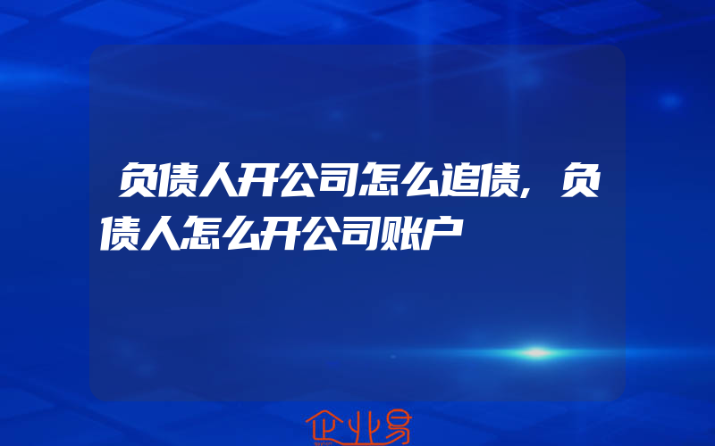 负债人开公司怎么追债,负债人怎么开公司账户