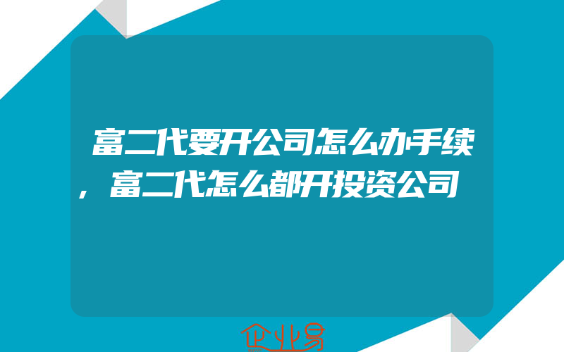 富二代要开公司怎么办手续,富二代怎么都开投资公司