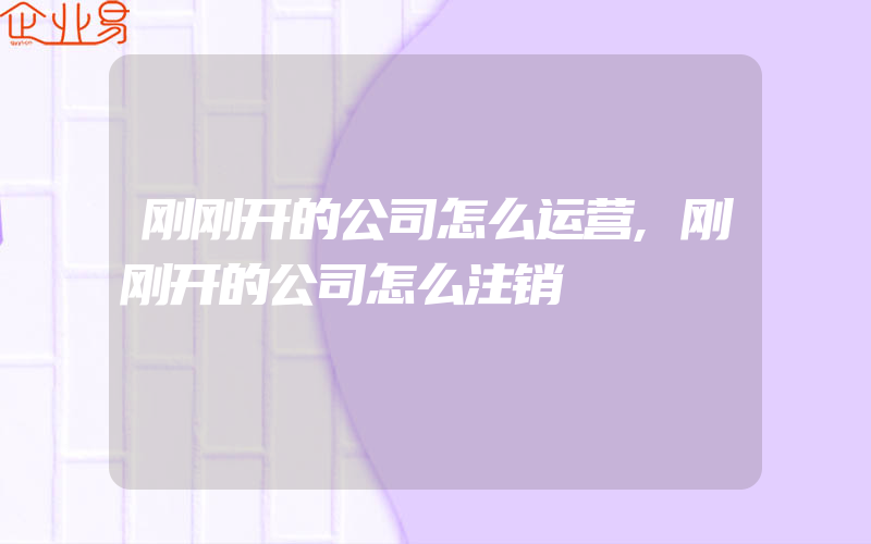 刚刚开的公司怎么运营,刚刚开的公司怎么注销