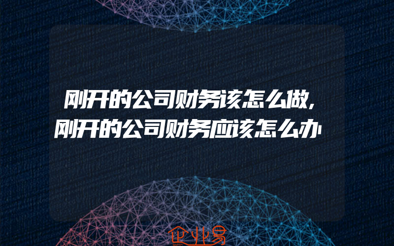 刚开的公司财务该怎么做,刚开的公司财务应该怎么办