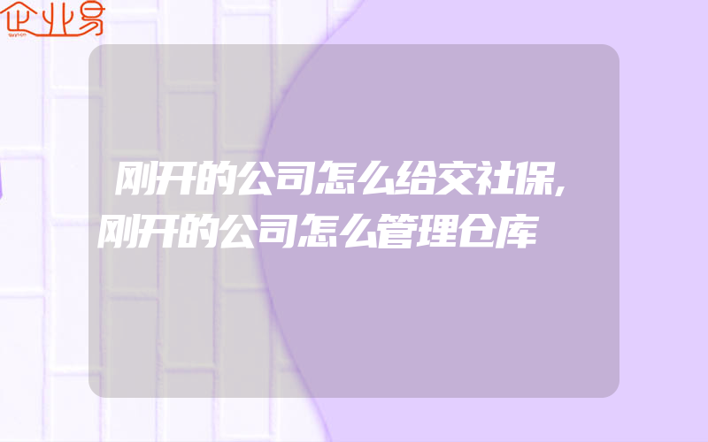 刚开的公司怎么给交社保,刚开的公司怎么管理仓库