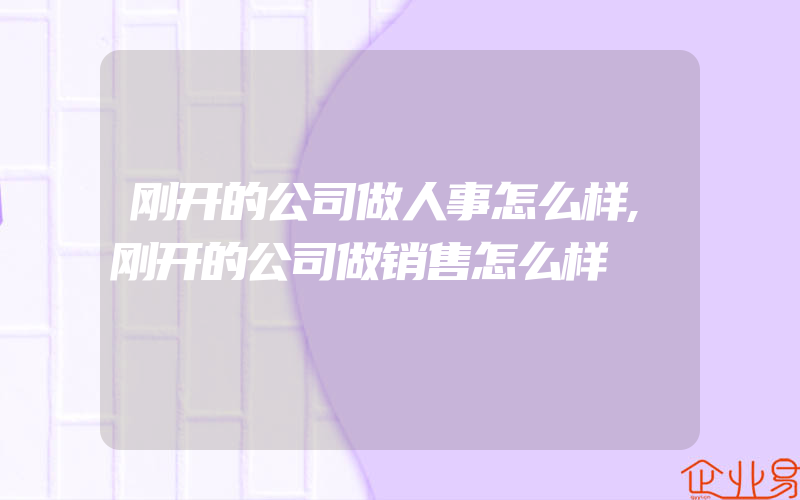 刚开的公司做人事怎么样,刚开的公司做销售怎么样