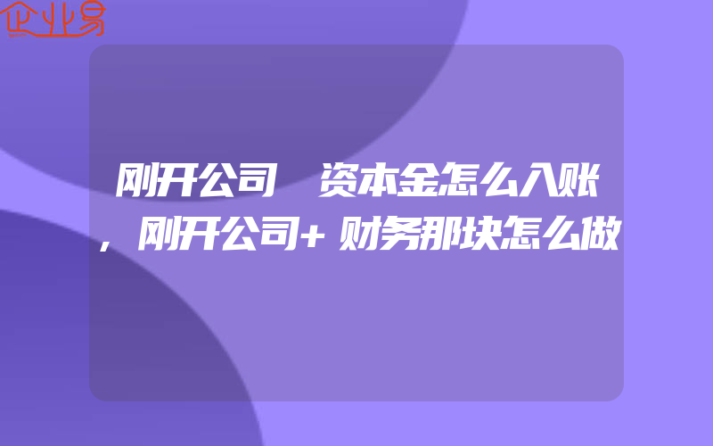 刚开公司 资本金怎么入账,刚开公司+财务那块怎么做