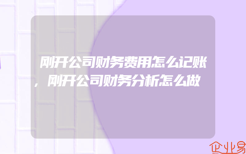 刚开公司财务费用怎么记账,刚开公司财务分析怎么做