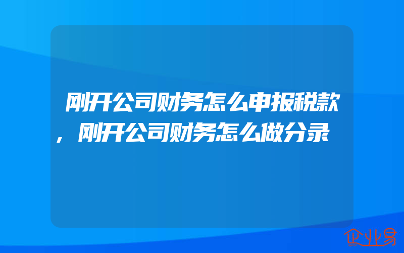 刚开公司财务怎么申报税款,刚开公司财务怎么做分录