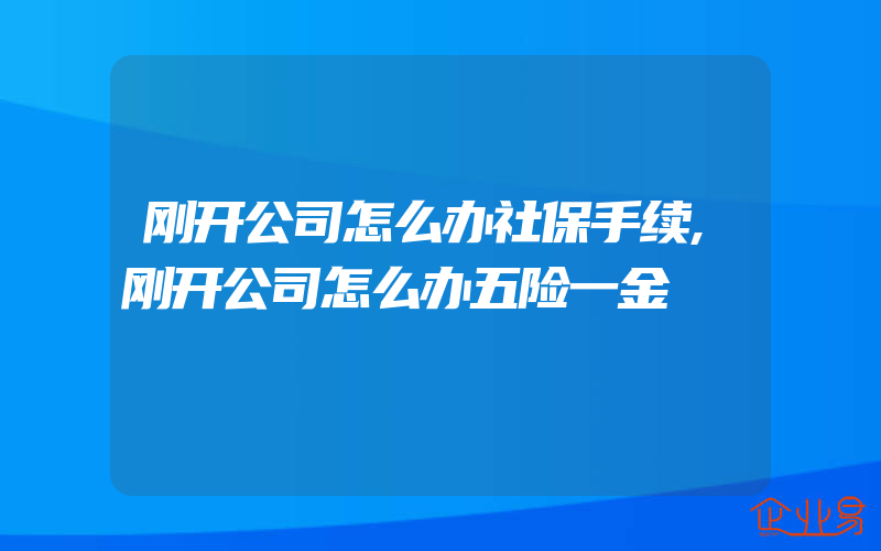 刚开公司怎么办社保手续,刚开公司怎么办五险一金