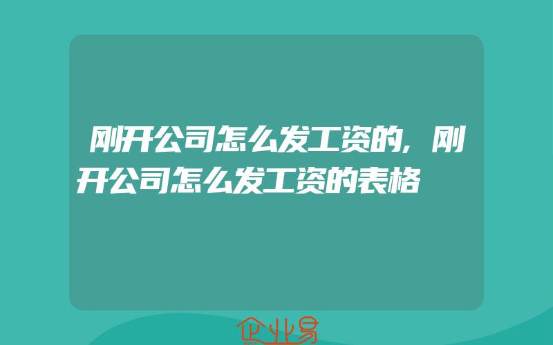 刚开公司怎么发工资的,刚开公司怎么发工资的表格