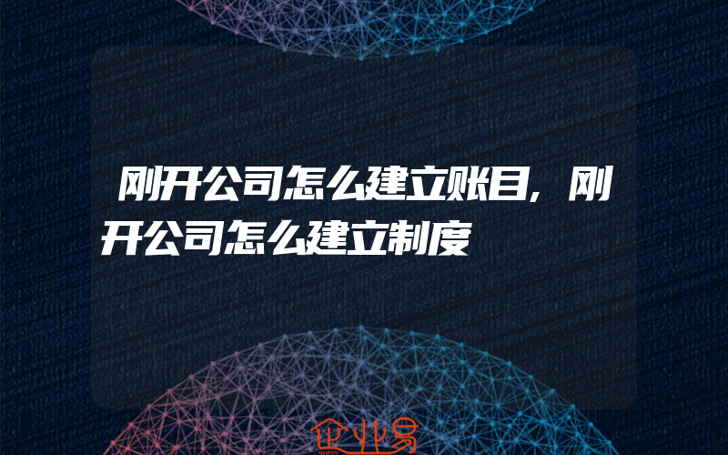 刚开公司怎么建立账目,刚开公司怎么建立制度