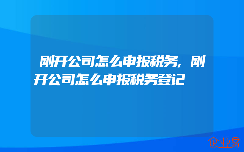 刚开公司怎么申报税务,刚开公司怎么申报税务登记