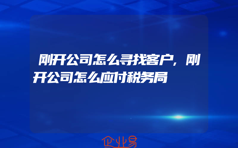 刚开公司怎么寻找客户,刚开公司怎么应付税务局