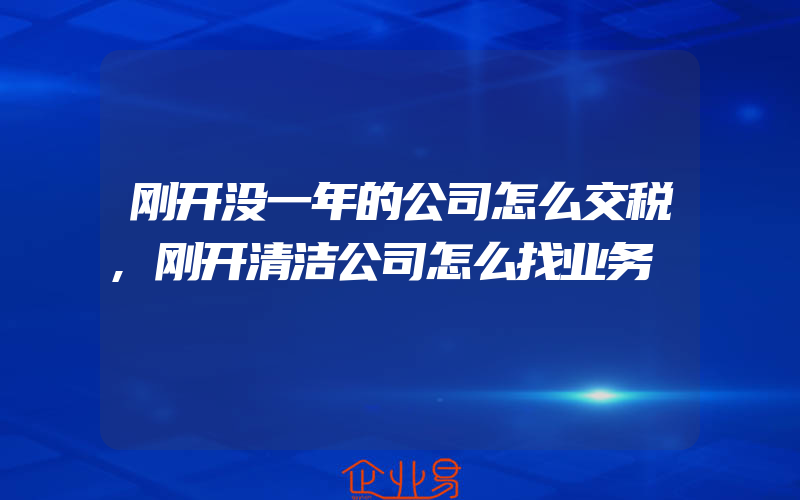 刚开没一年的公司怎么交税,刚开清洁公司怎么找业务