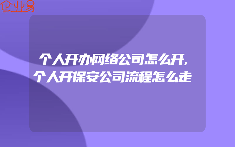 个人开办网络公司怎么开,个人开保安公司流程怎么走