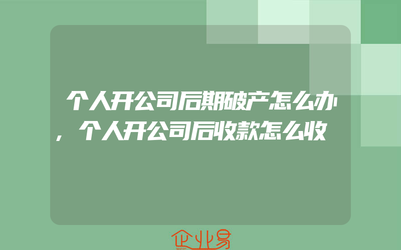 个人开公司后期破产怎么办,个人开公司后收款怎么收