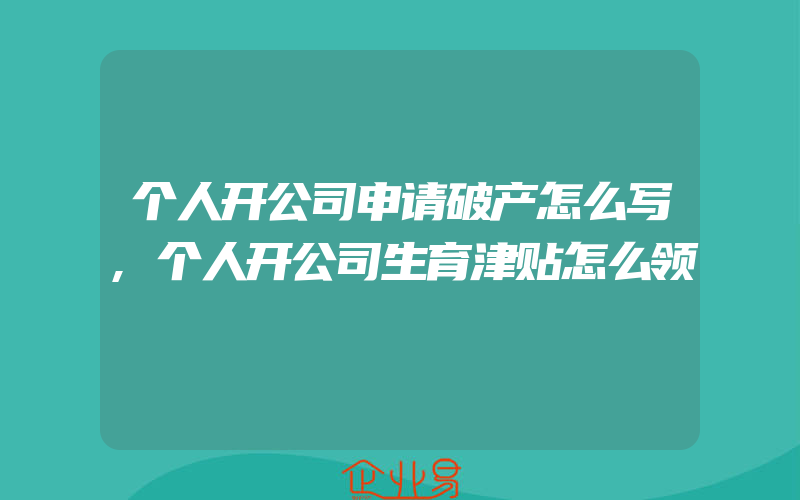 个人开公司申请破产怎么写,个人开公司生育津贴怎么领