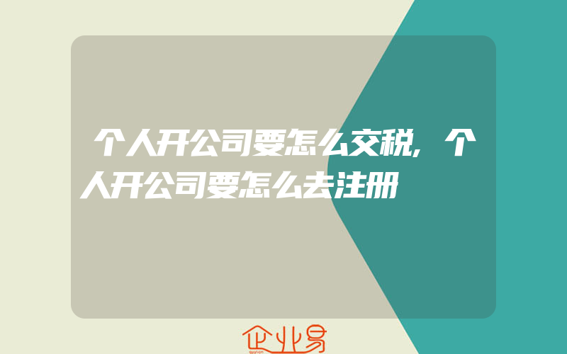 个人开公司要怎么交税,个人开公司要怎么去注册