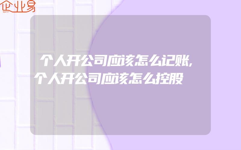 个人开公司应该怎么记账,个人开公司应该怎么控股