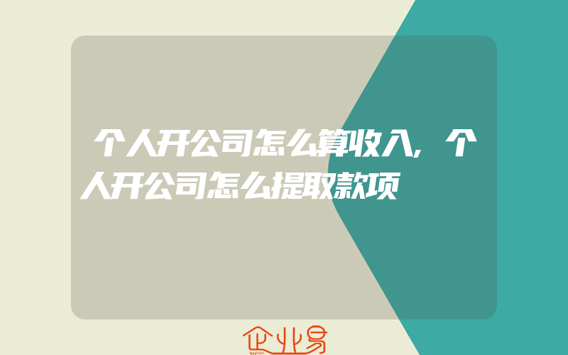 个人开公司怎么算收入,个人开公司怎么提取款项