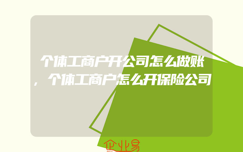 个体工商户开公司怎么做账,个体工商户怎么开保险公司