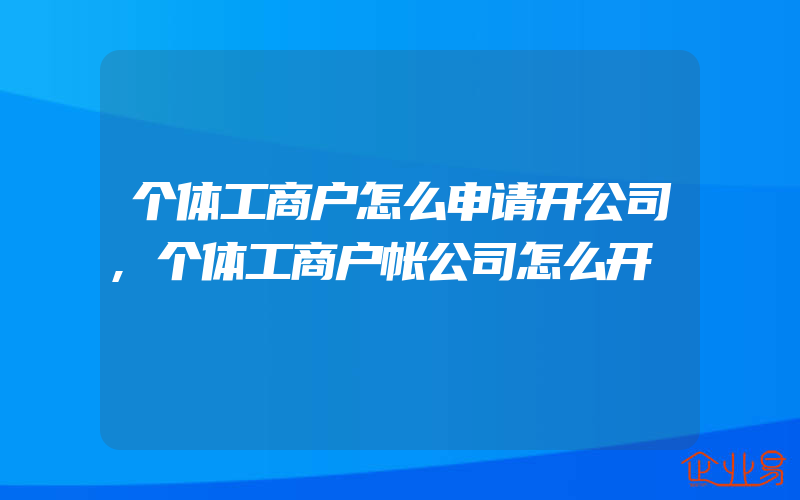 个体工商户怎么申请开公司,个体工商户帐公司怎么开