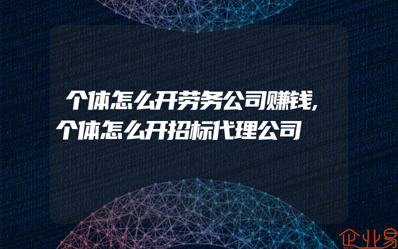 个体怎么开劳务公司赚钱,个体怎么开招标代理公司